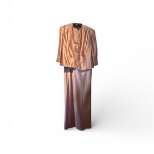 Elegant Women's Maxi Dress Set - Metallic Rose